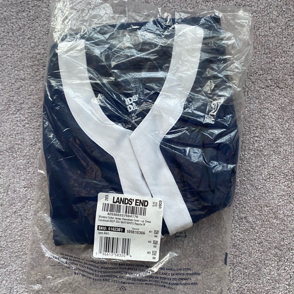 Lands End Navy Cotton Dress M NEW - Picture 7 of 7